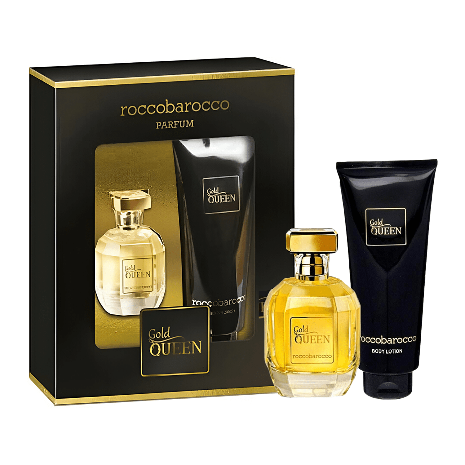 Roccobarocco Gold Queen EDP Body Lotion Set for Women | My Perfume Shop